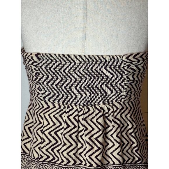 Anthropologie Edme & Esyllte Dress Women 0 Ivory Brown Strapless Hypnotic Maxi - Picture 10 of 14